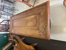 Load image into Gallery viewer, coffee table - old door w/ bolts - one piece wood top - javanese house legs - 76x30x19&quot;H - teak
