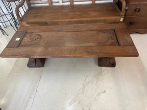 coffee table - fans/hearts - antique teakwood door - 67x26.5x20"H