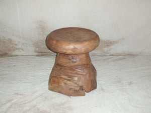 stool - teakwood top round - root base - 42x42x47cm