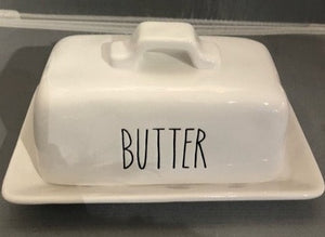butter dish - ceramic - farmhouse modern - white