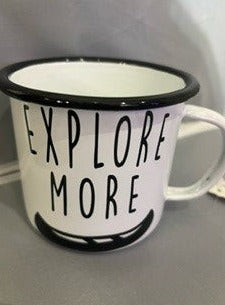 mug - explore more (canoe) - enamel - 10oz