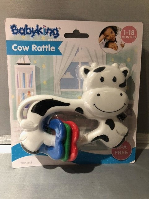 baby rattle - king cow - white