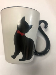 mug - black cat - tail handle