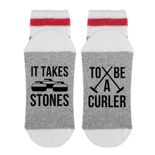 Load image into Gallery viewer, sock dirty to me - it takes stones to be a curler