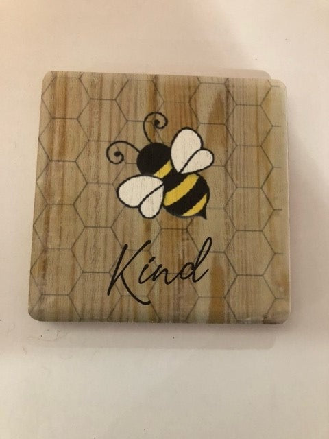 coaster set of 4 bees bee happy 4