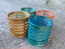 Load image into Gallery viewer, SET OF 4 - bamboo wrap /glass t-light holder - assorted colours
