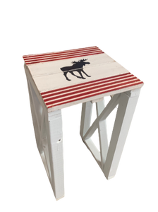 side table - moose - red strips - 30x30x52cm