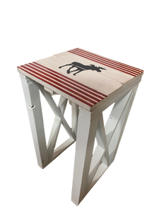 side table - moose - red strips - 30x30x52cm