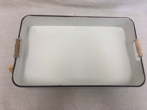 white tray - rustic - medium - 18" w/ handles