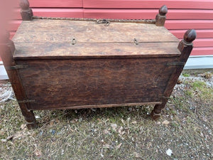 swat valley - dowry chest - 4 finials - w/ original chain - 40"L x 32"H x 18"xD - mountain cedar