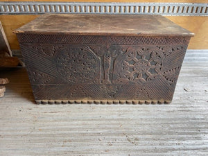 swat valley - dowry xl trunk handcarved - 45"L x 23"H x 25"xD - mountain cedar