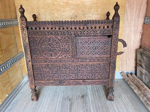 swat valley - dowry chest - 4 finials - side slide handle - 5' x 58"H x 20.5"D - mountain cedar wood