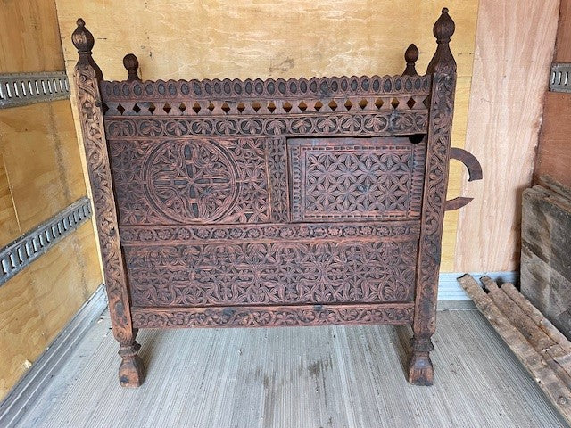 swat valley - dowry chest - 4 finials - side slide handle - 5' x 58