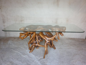 dining/console table - teakroot w/ glass # 7099 - 79" x 35" x 30"h