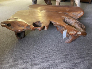 teak low table - dark top - 38"x30"x11.5"