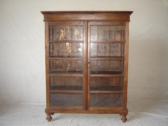 cabinet - 10 square glass panel - antique teakwood - 81