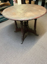 Load image into Gallery viewer, table - round - 4 legs - round center base - antique teakwood
