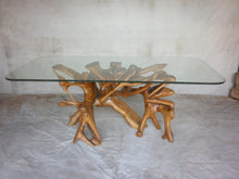 Load image into Gallery viewer, dining/console table - teakroot w/glass - finger base 79&quot; x 35&quot; x 30&quot; (like 25364)
