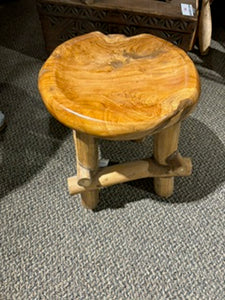 stool - 4 legs w/ one cross stick- teakwood - 15x14"H