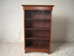 bookcase - tall open - 4 shelves - teakwood - flat bottom - double wood bead at top100x40x160