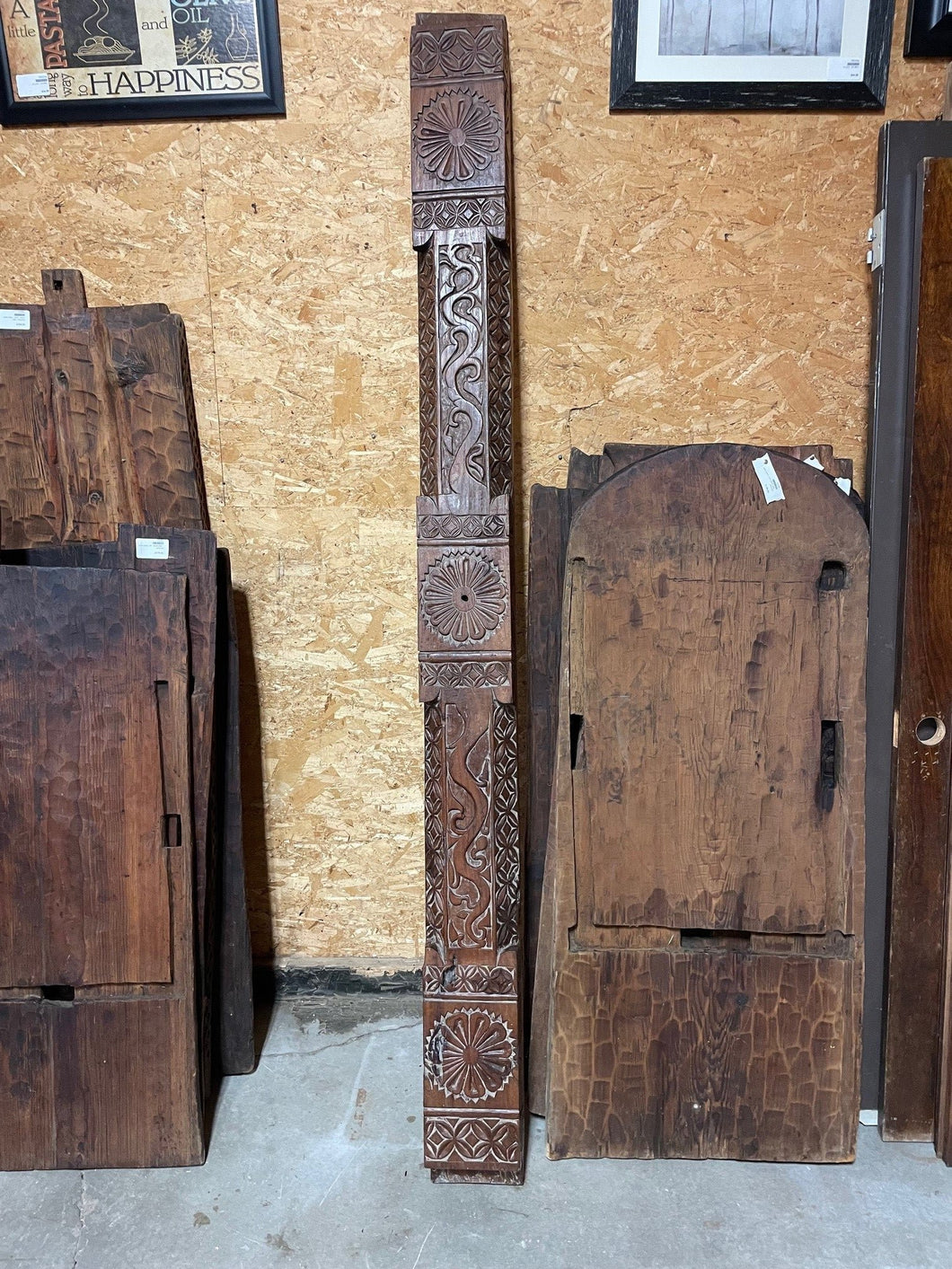 beam - Javanese house beam - fully carved - flower centre & both ends - 7'4