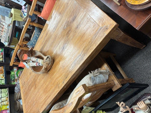 table + 4 chairs - teak SET(1.80x95cm) chairs 3 rung back - bottle finish