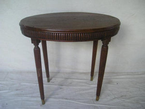 side table - antique - oval with ribbed rim