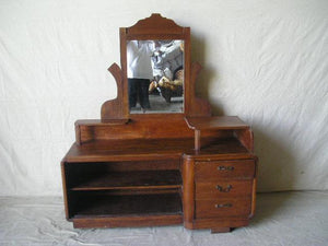 bedroom stand - 2 shelf - 3 drawer - 2 lg open shelf w/ mirror - 51.5x16x63"H