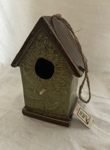 birdhouse - sunflower birdhouse - ceramic - green/brown roof - 6.75"x4.25"x5.5"