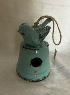 birdhouse - blue bird antique style - ceramic - 6