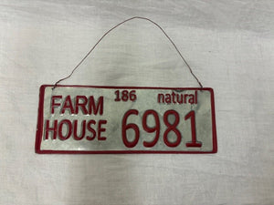 sign - farm license - red tin -11.5"x4.5"
