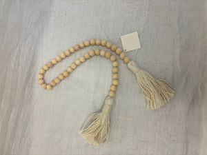 strand - natural wood bead w/ 2 rope tali - 34"