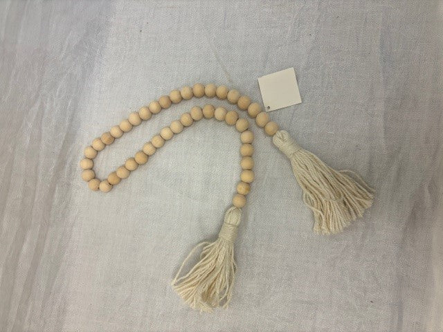 strand - natural wood bead w/ 2 rope tali - 34