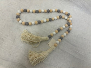 strand - natural wood bead - 3 colour w/ 2 rope tali - 45"