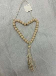 strand - natural wood bead - heart shape