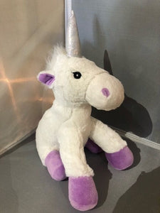 door stop - unicorn - purple & white w/ legs - silver horn