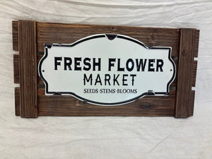 sign - fresh flower market - seeds/stems/blooms