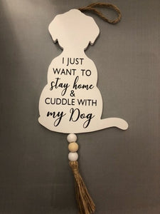 sign - dog cuddle - 6"x8"