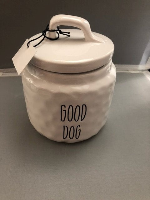 canister - good dog - white w/ lid