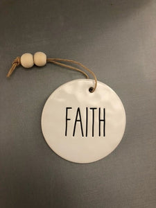 disc - faith - white ceramic round - 3"