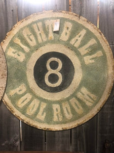 sign - metal - eight ball - pool room - 39"x39"