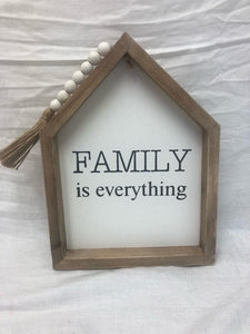 sign - family is everything - wood bead tali