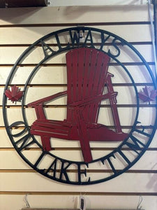 metal wall art - 22" - always on lake time- round