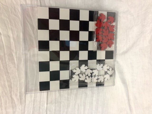 game - checkers - canada maple leaf - red/white - 11.75