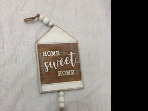 sign - home sweet home - wood w/ beads
