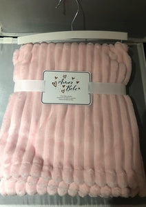 baby - plush striped blanket - pink - amor bebe