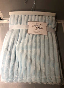 baby - plush striped blanket - blue - amor bebe