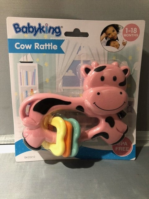 baby rattle - king cow - pink