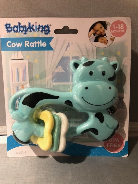 baby rattle - king cow - blue