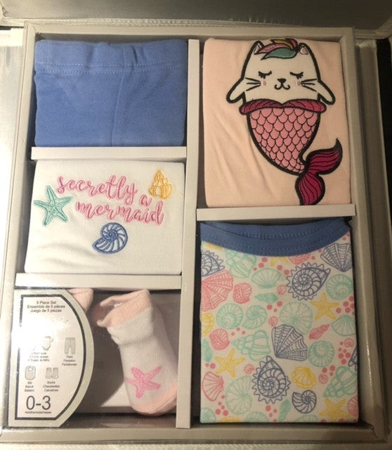 baby - 5pc - mermaid - cotton box set